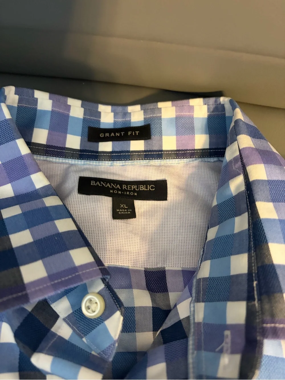 Banana Republic Blue and White Check Dress Shirt